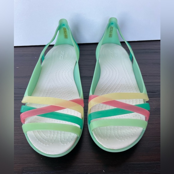 💥SALE💥 Crocs Green Isabella Sandal Jelly Comfort Shoes Pink Yellow Mint Size 8 - Picture 9 of 10